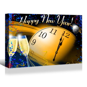 Framed Canvas Wall Art Decor Painting for New Year,Happy New Year Count Down Gift Painting for New Year Gift, Decoration for Chrismas Eve Office Living Room, Bedroom Decor-Ready to Hang W2060P145731