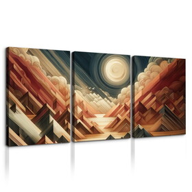 3 Panels Framed Abstract Wood Grain Boho Style Mountain & Forest Canvas Wall Art Decor, 3 Pieces Mordern Canvas Decoration Painting for Office, Dining room, Bedroom Decor-Ready to Hang W2060P155439