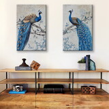 2 Panels Framed elegant green peacock Canvas Wall Art Decor, 2 Pieces Mordern Canvas Decoration Painting for Office, Dining room, Living room, Bedroom Decor-Ready to Hang W2060P171543