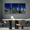 3 Panels Framed Brooklyn Bridge Night View New York Canvas Wall Art Decor,3 Pieces Mordern Canvas Decoration Painting for Office,Dining room,Living room, Bedroom Decor-Ready to Hang