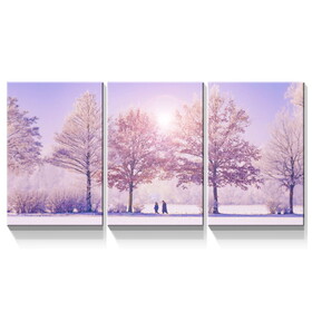 3 Panels Framed Vivid Winter Landscape Canvas Wall Art Decor,3 Pieces Mordern Canvas Decoration Painting for Office,Dining room,Living room, Bedroom Decor-Ready to Hang