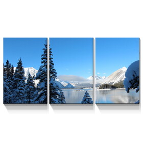 3 Panels Framed Winter Landscape Canvas Wall Art Decor,3 Pieces Mordern Canvas Decoration Painting for Office,Dining room,Living room, Bedroom Decor-Ready to Hang