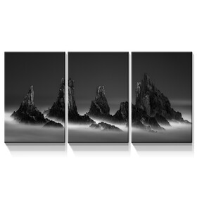 3 Panels Framed Mountain View Canvas Wall Art Decor,3 Pieces Mordern Canvas Decoration Painting for Office,Dining room,Living room, Bedroom Decor-Ready to Hang