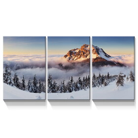 3 Panels Framed Mountain & Forest Canvas Wall Art Decor,3 Pieces Mordern Canvas Decoration Painting for Office,Dining room,Living room, Bedroom Decor-Ready to Hang
