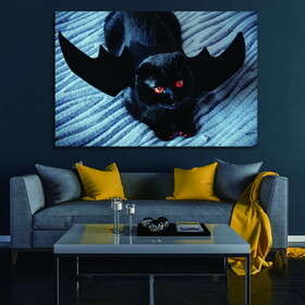 1pcs Framed Canvas Wall Art Decor Painting for Halloween,Scary Pumpkin Painting for Halloween Gift, Decoration for Halloween Office Living Room, Bedroom Decor-4028in- Thickness 1.5inch W2060P208473