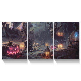 3 Panel Canvas Wall Art Prints Halloween Painting Print Gallery Wrap Artwork for Living Room Decoration 1624inch Thickness 1.5inch W2060P216433