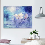 1pcs Framed Canvas Wall Art Decor Abstract Style Painting, Impressionism Lotus Painting Decoration for Office Living Room, Bedroom Decor-Ready to Hang 1812in-thickness 1.5inch