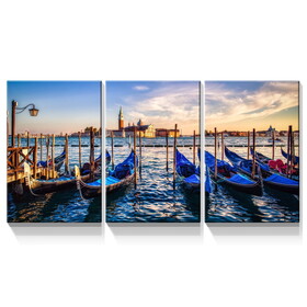 3 Panels Framed Wharf Canvas Wall Art Decor,3 Pieces Mordern Canvas Decoration Painting for Office,Dining room,Living room, Bedroom Decor-Ready to Hang 2436in Thickness 1.5inch