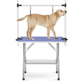 Large Grooming Table for Pet Dog and Cat with Adjustable Arm and Clamps Large Heavy Duty Animal grooming table, 42" /Blue W206P150111