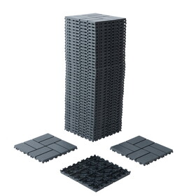 Plastic Interlocking Deck Tiles,44 Pack Patio Deck Tiles,12"x12" Square Waterproof Outdoor All Weather Use, Patio Decking Tiles for Poolside Balcony Backyard, Grey