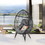 Outdoor Patio Wicker Egg Chair Indoor Basket Wicker Chair with Grey Cusion for Backyard Poolside W2071125705