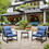 3 Pieces Patio Bistro Set Outdoor Rocking Chair w Blue Cushion for Yard Garden Poolside W2071P201034