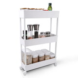 storage shelf on wheels 3 Tier Classic Storage Rolling Cart 360° Swivel Wheels Lockable Bathroom Kitchen Office W2071P212059