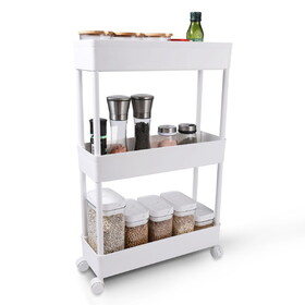 storage shelf on wheels 3 Tier Classic Storage Rolling Cart 360&#176; Swivel Wheels Lockable Bathroom Kitchen Office W2071P212059