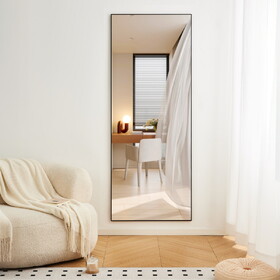 70" x 31" Full Length black Aluminum Alloy Frame, leaning or Wall Mounted, High Definition, Shatter-Proof, Ideal for Bedroom, Living Room, Corridor - Modern Home Decor W2071P248153