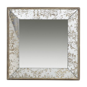 24" x 24" Antique Silver Square Mirror with Floral Accents, Decorative Display Tray, Hanging Mirror, Traditional Home Decor