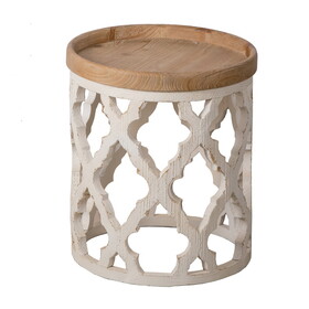 23" Large Distressed White Side Table