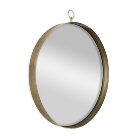 30"x34" Gold Round Mirror, Circle Mirror with Iron Frame for Living Room Bedroom Vanity Entryway Hallway