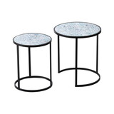 Set of 2 Round End Table, Stacking Side Tables with Sturdy Metal Frame for Small Space,Living Room, Office W2078127540