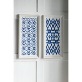 Set of 2 Blue and White Hanging Sculptures, Wall Art Decor, 12.5