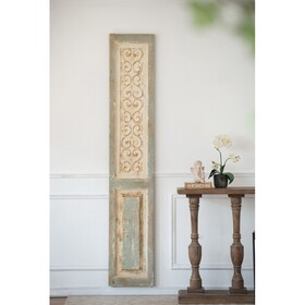 14" x 78.5" Large Wooden Rectangle Hanging Panel, Decorative Wall Sculpture, Carved Wall Art W2078130313