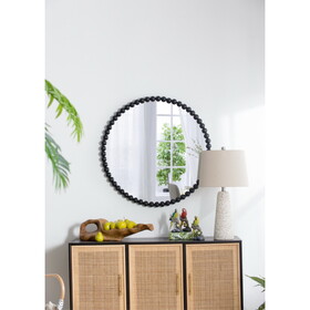 32" Circle Mirror with Metal Beaded Frame, Wall Mirror for Living Room Bedroom Entryway W2078135197