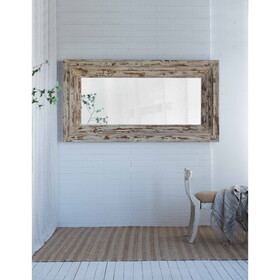 39x3.5x75" Full Length Rectangle Floor Mirror with Distressed Wood Frame P-W2078P154678