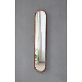 9.5x2x47.2" Decorative Rubber Frame Mirror with Elongated Oval Frame, Brown P-W2078124332