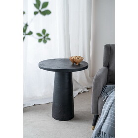 22x22x25.5" Black Cement Round Side Table with Pedestal Base W2078P203271