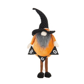 6.3x4.3x16" Fabric Standing Orange Gnome w/Black Gnome & Holding Banner, for Halloween Decor W2078P237633