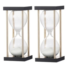 Set of 2, 3x3x7" Spellman 15-minute Hourglass with Metal Frame, White W2078P278790