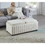 45 inch Wide Contemporary Square Cube Storage Ottoman Bench, Storage Bench with coffee tray,coffee table for Living Room Ottoman foot rest for Bedroom End of Bed, BEIGE velvet fabric in SAWING