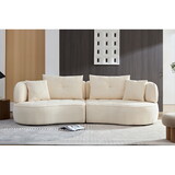 WKS7W White sectional sofa with removable pillows, durable fabric, solid wood frame, high density sponge filler W2085S00017