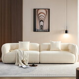 White sectional sofa, durable fabric, solid wood frame, high density sponge filler