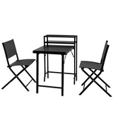 3PCS Patio Bistro Set, Patio Set of Foldable Patio Table and Chairs,Outdoor Patio Furniture Sets,Black W2089135479