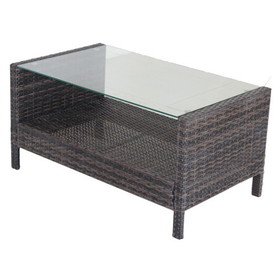 Outdoor patio Furniture Coffee Table with clear tempered glass W20967099