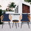3 Piece Patio Bistro Set with Side Table, Outdoor PE Rattan Conversation Chair Set, Furniture of Coffee Table with Glass Top, Cushions & Lumbar Pillows (Dark Blue) W2099P146294