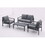 4-piece Aluminum Outdoor Patio Conversation Set,All-Weather Sectional Sofa Outside Furniture with Removable Cushions and Tempered Glass Coffee Table for Courtyard,Poolside,Deck,Balcony(Grey)