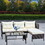 Outdoor patio Furniture sets 3 piece Conversation set wicker Ratten Sectional Sofa with Seat Cushions(Beige Cushion) W209P162639