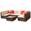 Patio Furniture Set PE Rattan Sectional Garden Furniture Corner Sofa Set (7 Pieces, Shallow brown Cushion) W209S00009