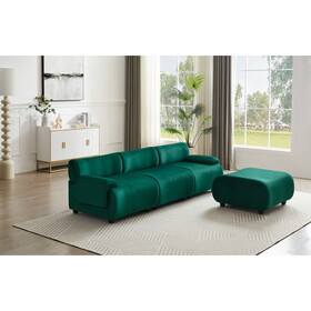 105" Lambswool Large 3 Seater Couch, Modern Modular L Shaped Convertible Sectional Sofa with Movable Ottoman, Deep Seat Cloud Couches for Living Room Apartment Office green