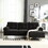 L Shaped Sectional Sofa for Living Room,83" Chenille 3-Seater Sofa with Reversible Chaise, Modern Soft Cushion Fluffy Armrest Couch for for Small Spaces Bedroom Office Apartment Black W2100S00070