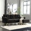 L Shaped Sectional Sofa for Living Room,83" Chenille 3-Seater Sofa with Reversible Chaise, Modern Soft Cushion Fluffy Armrest Couch for for Small Spaces Bedroom Office Apartment Black W2100S00070