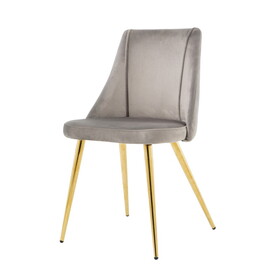 simple light luxury dining grey chair home bedroom stool back dressing chair student desk chair gold metal legs(set of 4)