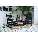 Outdoor Rocking Chair Set with Side Table, 3-Piece Rocking Chair Set with Wood-Texture,All Weather-resistant,Black (includes 2 Rocking Chairs and 1 Table) W2103P278567