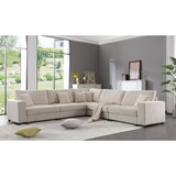 Oversized Modular Sectional Sofa Set,Corduroy Upholstered Deep Seat Comfy Sofa Beige W2108S00005