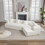Modular Sectional Living Room Sofa Set, Modern Minimalist Style Couch, Upholstered Sleeper Sofa for Living Room, Bedroom, Salon, 2 PC Free Combination,Crocheted yarn fabric,creamy-white W2108S00007