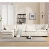 Modern U-shaped Sectional Sofa,5-seat Upholstered Sofa Furniture,Sleeper Sofa Couch with Chaise Lounge for Living Room,Apartment,Beige, Polyester W2108S00010