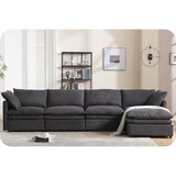 Modern U-shaped Sectional Sofa,5-seat Upholstered Sofa Furniture,Sleeper Sofa Couch with Chaise Lounge for Living Room,Apartment,Dark Gray,Polyester W2108S00011