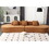 Modern curved combination sofa, terrycloth fabric sofa, minimalist sofa in living room, apartment, no assembly required, three pillows,Browm